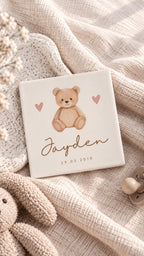 Personaliseer je tegel met naam & geboorte datum - teddybeer