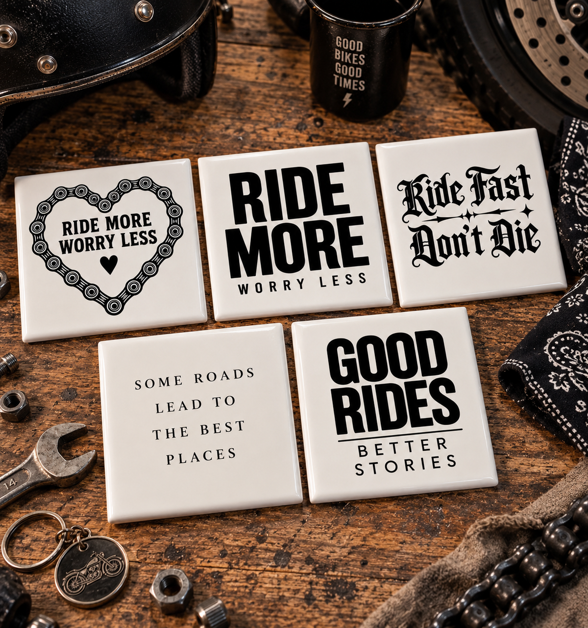 Ride More Worry Less tegel - Hart