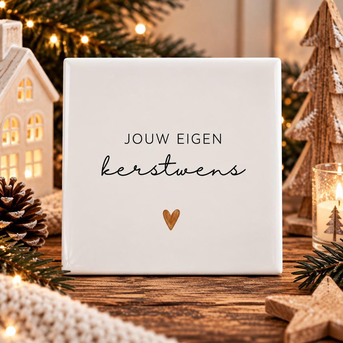 Gepersonaliseerd Kerst Tegeltje | Eigen Kerstwens